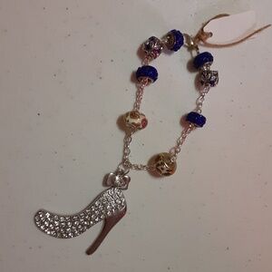 Beaded Chain Bracelet with Rhinestone High Heel Charm